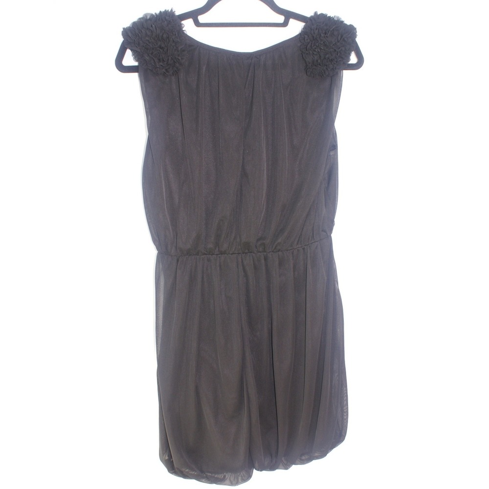 H&M Black Sleeveless Rosette Shoulder Bubble Hem Cocktail Dress Small